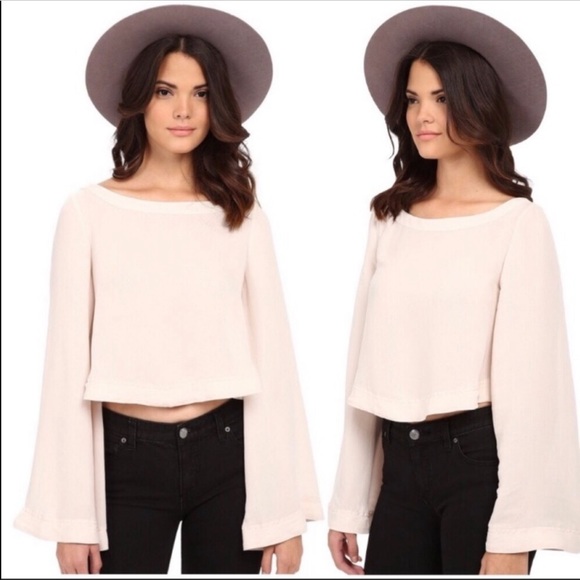 Free People Tops - Free People Stars Aligned Ivory Bell Sleeve Cropped Top XS